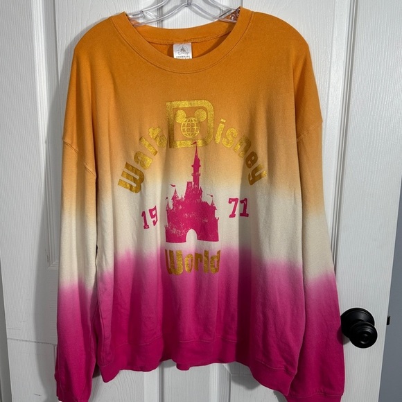 Walt Disney World sweatshirt XL castle design, orange/pink, Florida, theme park - Picture 1 of 14